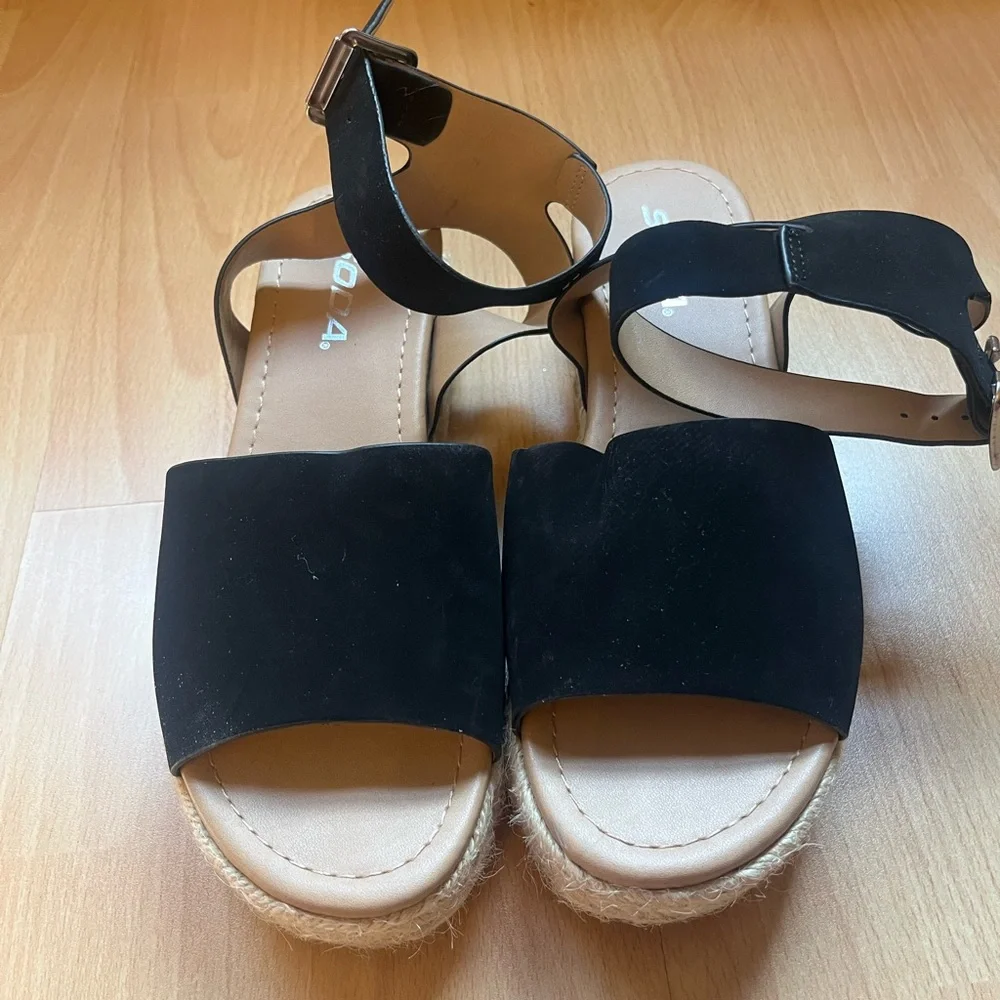 Size 7 Black Espadrille Platform Sandals - Picture 4 of 10